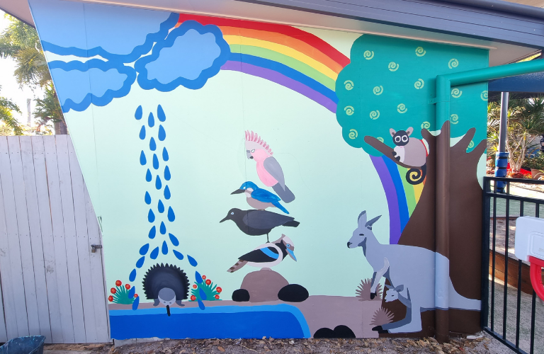 Let it rain mural Public Art by Gladstone Artist Katrina Elliott