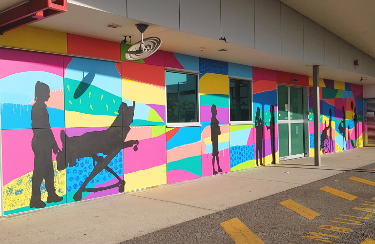 Through the Door  mural, Public Art by Gladstone Artist Katrina Elliott